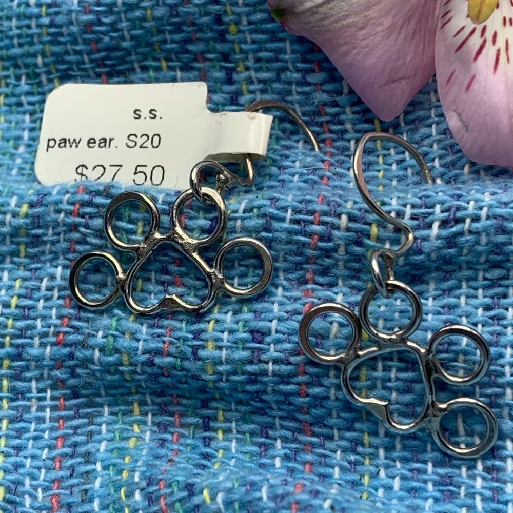 Sterling Silver Paw print Earrings